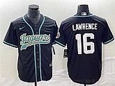 Men's Jacksonville Jaguars #16 Trevor Lawrence Black With Patch Cool Base Stitched Baseball Jersey,baseball caps,new era cap wholesale,wholesale hats